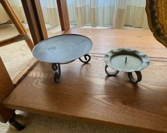 Set of Two Wrought Iron Candlesticks