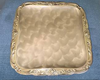 Vintage Modern Brass TarnishResistant Serving Tray with Scrollwork and Floral Motifs