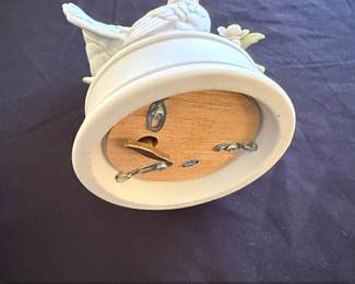Vintage Porcelain Music Box White Dove on Branch with Flowers third image