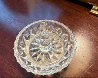Vintage Starburst Cut Crystal Ring Holder Dish second image