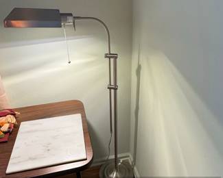 Pharmacy Style Adjustable Floor Lamp with Metal Shade