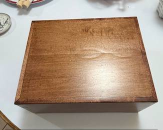 Vintage Wooden Desk Organizer Tray with Sliding Lid