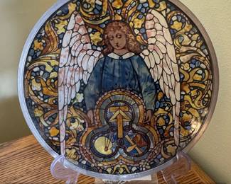 Glassmasters Angel of the Arts Stained Glass Plate