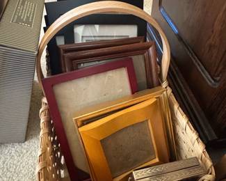 Assorted Photo Frames in Wicker Basket