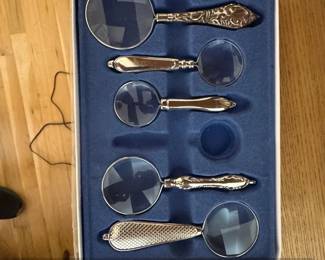 Set of Magnifying Glasses with Ornate Handles and Presentation Box