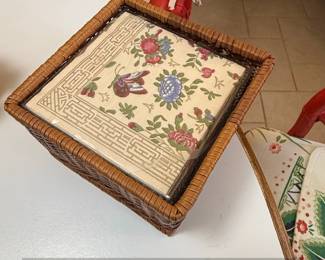 Wicker Napkin Holder with Floral and Butterfly Motif