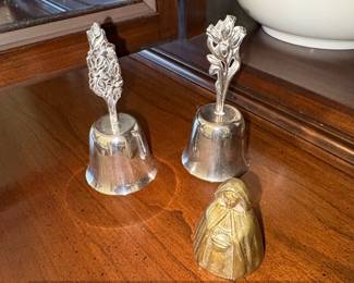 Vintage Reed Barton Silver Plated Floral Bells with Figural Bell