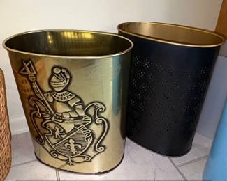 Vintage Weibro Embossed Knight Brass Waste Bin