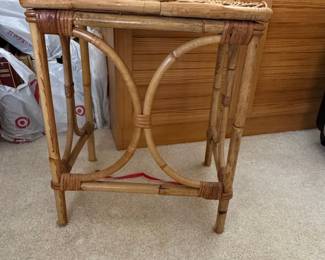 Vintage Rattan Hour Glass Side Table