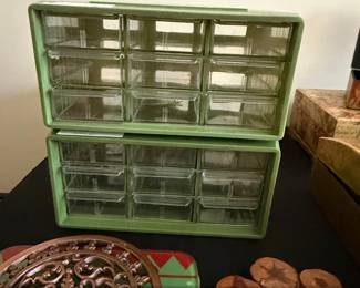 Vintage Akro-Mils Avocado Green Drawer Storage Cabinet