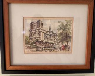 Watercolor Painting of Notre Dame Cathedral