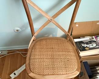 Wooden Cross Back Chair with Rattan Seat second image