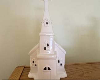 Martha Stewart White Ceramic LED Lighted Church