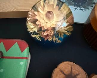 Glass Paperweight with Strawflower second image