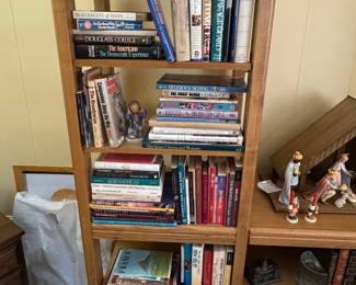 Collection of Books on a Wooden Bookshelf