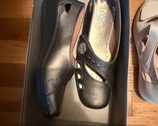 Hotter Bliss Womens Black Leather Wedge Shoes