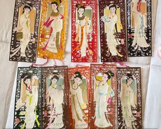 Vintage Chinese Paper Cutout Bookmarks Twelve Beauties of Jinling