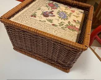 Wicker Napkin Holder with Floral and Butterfly Motif third image