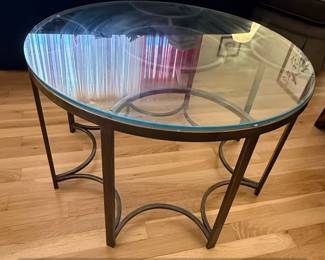 Armen Living Tibet Contemporary Round GlassTop Coffee Table fourth image