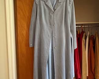 Womens Light Blue Suedelike Maxi Coat