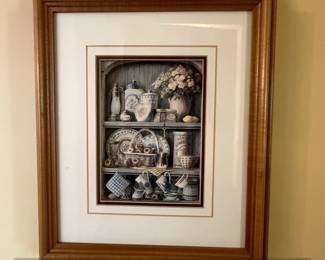 Framed Country Kitchen Shelf Diorama Art