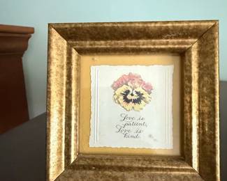 Framed Pansy with Inspirational Quote