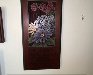 Vintage Floral Wood Wall Plaque with Inspirational Quote