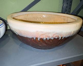 Vintage Brown Drip Glaze Mixing Bowl