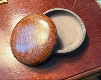Vintage Wooden Trinket Box with Stone Base second image