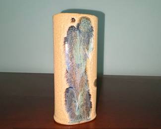 Studio Pottery Rectangular Tray and Cylindrical Vase second image