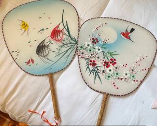Vintage Chinese Paper Fans and Horse Prints