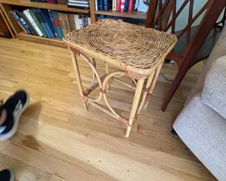 Vintage Rattan Wicker Side Table or Stool