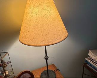 Rustic Wrought Iron Table Lamp with Crackle Glass Shade