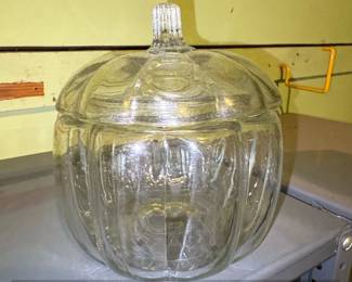 Anchor Hocking Glass Pumpkin Cookie Jar with Lid
