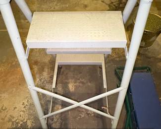 White Step Folding Step Stool Ladder with Arched Handle second image