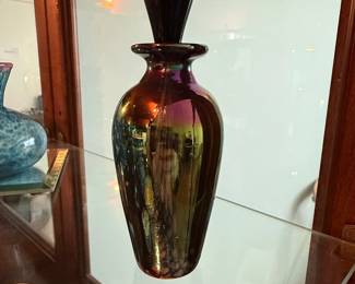 Iridescent Art Glass Perfume Bottle