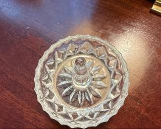 Vintage Starburst Cut Crystal Ring Holder Dish