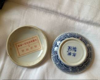 Chinese Blue and White Dragon Seal Paste Box with West Lake Seal Paste third image