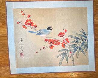 Japanese Painting Songbird on Plum Blossom Branch by Ohara Koson
