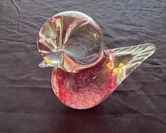Glass Bird Paperweight Figurine