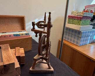 Miniature Wooden Spinning Wheel second image