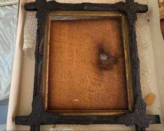 Antique Black Forest Carved Wood Picture Frame