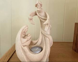 Sandstone Resin Nativity Holy Family Tea Light Candle Holder