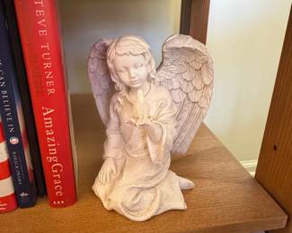 Cast Resin Angel Holding Bird Figurine