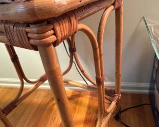 Vintage Bamboo Side Table with Glass Top second image