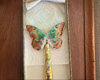 Cloisonn Enamel Butterfly Magnifying Glass