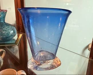 Vintage Blue Sommerso Art Glass Vase 