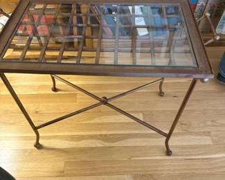 Vintage Brass and Glass Tray Top Side Table second image