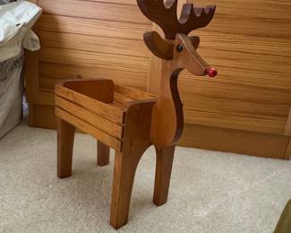 Wooden Reindeer Planter