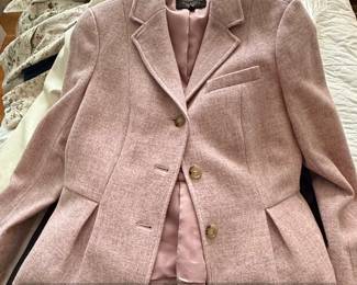 Talbots Womens Pink Herringbone Wool Blend Blazer
